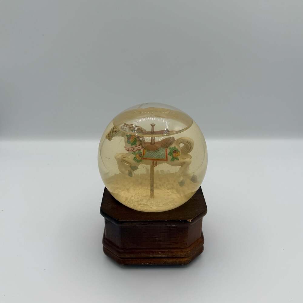 Vintage San Francisco Music Box Co Carousel Horse Water Globe Working